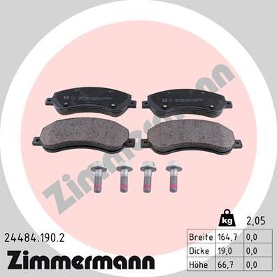 Zimmermann 24484.190.2 - Brake Pad Set, disc brake www.parts5.com