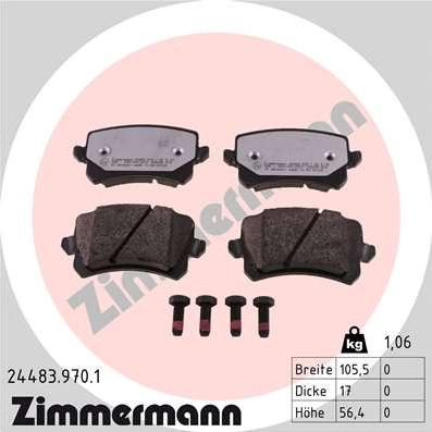 Zimmermann 24483.970.1 - Brake Pad Set, disc brake www.parts5.com