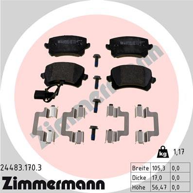 Zimmermann 24483.170.3 - Brake Pad Set, disc brake www.parts5.com