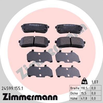 Zimmermann 24599.155.1 - Brake Pad Set, disc brake www.parts5.com