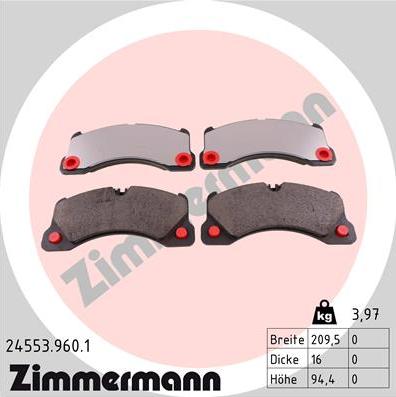 Zimmermann 24553.960.1 - Brake Pad Set, disc brake www.parts5.com