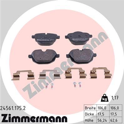 Zimmermann 24561.175.2 - Brake Pad Set, disc brake www.parts5.com