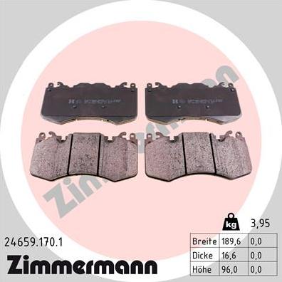 Zimmermann 24659.170.1 - Тормозные колодки, дисковые, комплект www.parts5.com