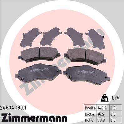 Zimmermann 24604.180.1 - Brake Pad Set, disc brake www.parts5.com