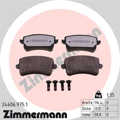 Zimmermann 24606.975.1 - Brake Pad Set, disc brake www.parts5.com