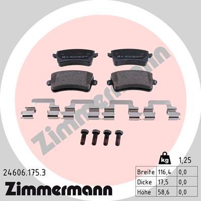 Zimmermann 24606.175.3 - Brake Pad Set, disc brake www.parts5.com