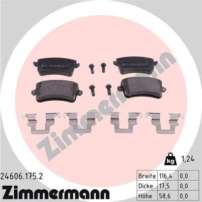 Zimmermann 24606.175.2 - Brake Pad Set, disc brake www.parts5.com