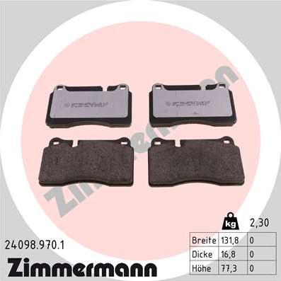Zimmermann 24098.970.1 - Тормозные колодки, дисковые, комплект www.parts5.com