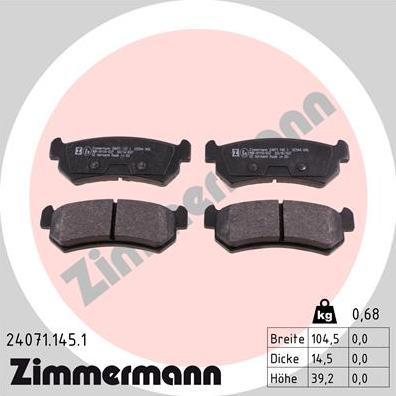 Zimmermann 24071.145.1 - Brake Pad Set, disc brake www.parts5.com