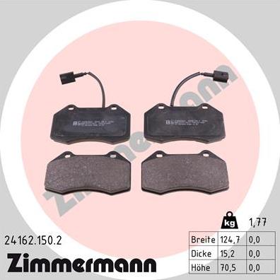 Zimmermann 24162.150.2 - Brake Pad Set, disc brake www.parts5.com