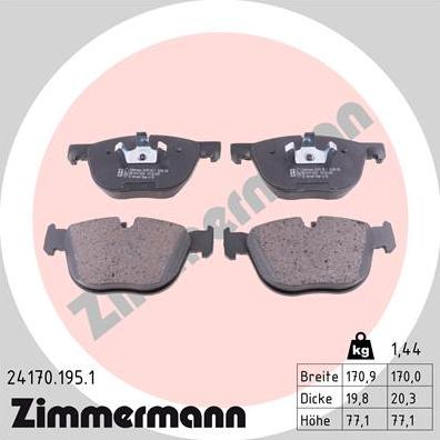 Zimmermann 24170.195.1 - Brake Pad Set, disc brake www.parts5.com