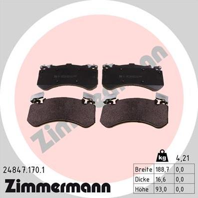 Zimmermann 24847.170.1 - Brake Pad Set, disc brake www.parts5.com