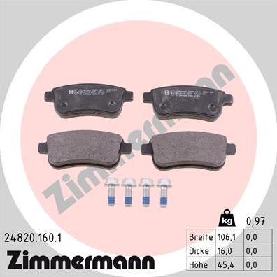 Zimmermann 24820.160.1 - Brake Pad Set, disc brake www.parts5.com