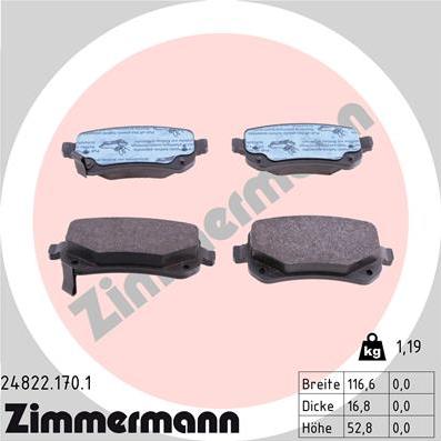 Zimmermann 24822.170.1 - Brake Pad Set, disc brake www.parts5.com