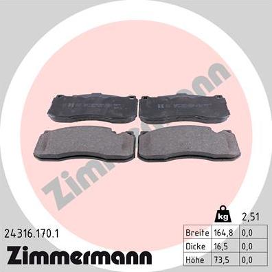 Zimmermann 24316.170.1 - Brake Pad Set, disc brake www.parts5.com