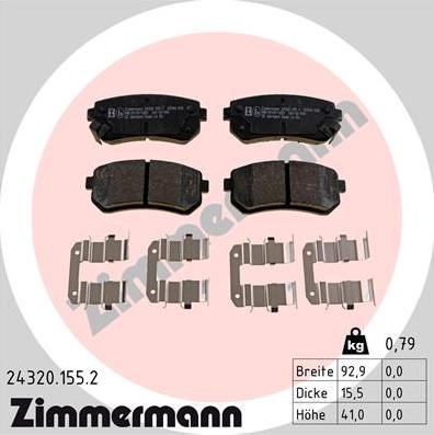 Zimmermann 24320.155.2 - Brake Pad Set, disc brake www.parts5.com