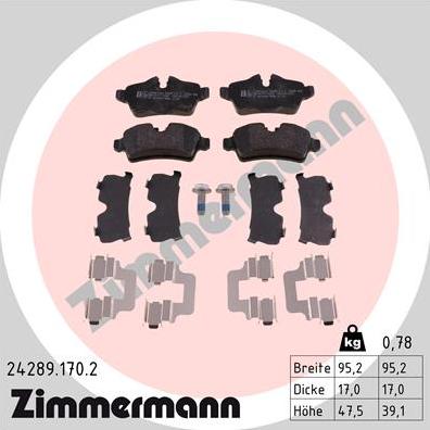 Zimmermann 24289.170.2 - Brake Pad Set, disc brake www.parts5.com