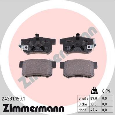Zimmermann 24231.150.1 - Brake Pad Set, disc brake www.parts5.com