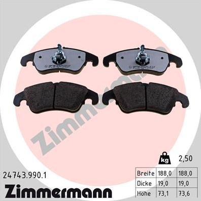 Zimmermann 24743.990.1 - Brake Pad Set, disc brake www.parts5.com