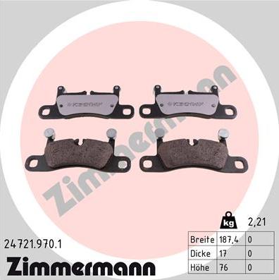 Zimmermann 24721.970.1 - Brake Pad Set, disc brake www.parts5.com