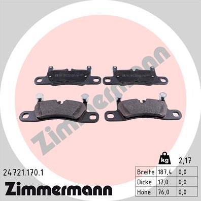 Zimmermann 24721.170.1 - Brake Pad Set, disc brake www.parts5.com