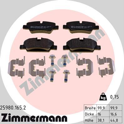 Zimmermann 25980.165.2 - Brake Pad Set, disc brake www.parts5.com