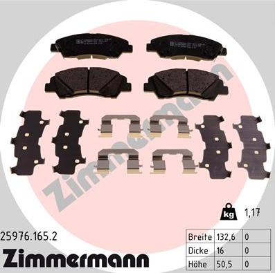 Zimmermann 25976.165.2 - Brake Pad Set, disc brake www.parts5.com