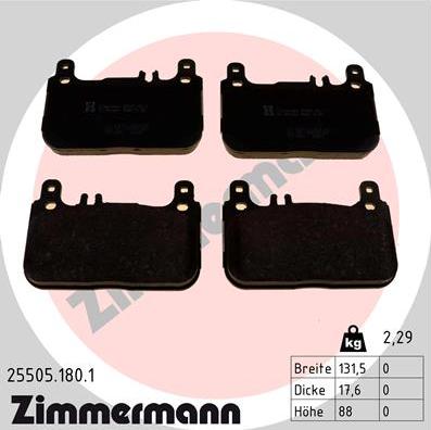 Zimmermann 25505.180.1 - Brake Pad Set, disc brake www.parts5.com