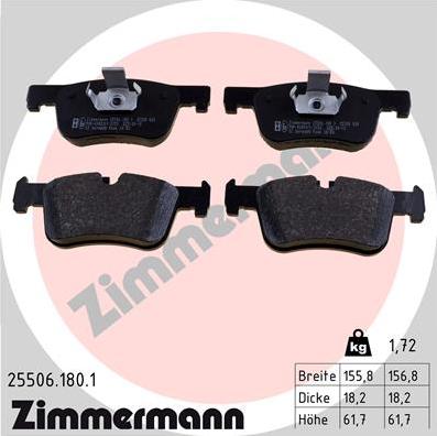 Zimmermann 25506.180.1 - Brake Pad Set, disc brake www.parts5.com
