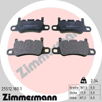 Zimmermann 25512.180.1 - Brake Pad Set, disc brake www.parts5.com