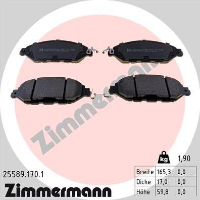 Zimmermann 25589.170.1 - Brake Pad Set, disc brake www.parts5.com