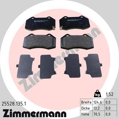 Zimmermann 25528.135.1 - Brake Pad Set, disc brake www.parts5.com