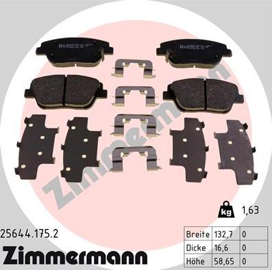 Zimmermann 25644.175.2 - Brake Pad Set, disc brake www.parts5.com