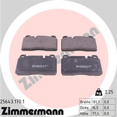 Zimmermann 25643.170.1 - Brake Pad Set, disc brake www.parts5.com