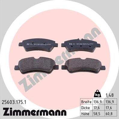 Zimmermann 25603.175.1 - Brake Pad Set, disc brake www.parts5.com