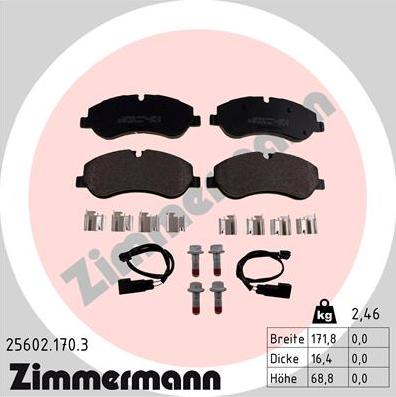 Zimmermann 25602.170.3 - Brake Pad Set, disc brake www.parts5.com