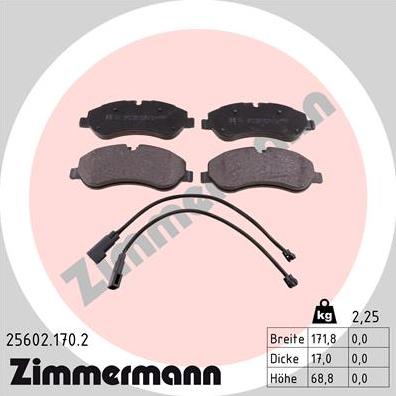 Zimmermann 25602.170.2 - Brake Pad Set, disc brake www.parts5.com