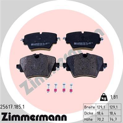 Zimmermann 25617.185.1 - Brake Pad Set, disc brake www.parts5.com