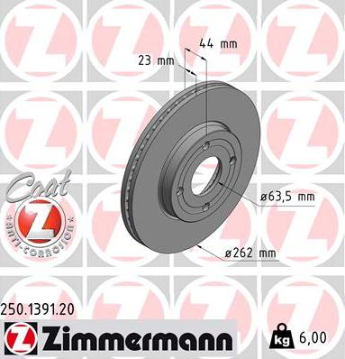 Zimmermann 250.1391.20 - Brake Disc www.parts5.com