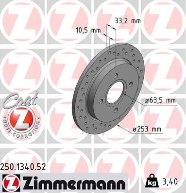 Zimmermann 250.1340.52 - Brake Disc www.parts5.com