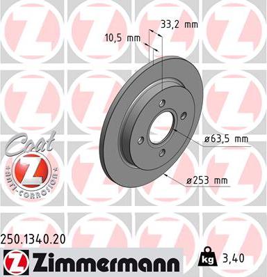 Zimmermann 250.1340.20 - Brake Disc www.parts5.com