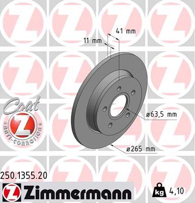 Zimmermann 250.1355.20 - Brake Disc www.parts5.com