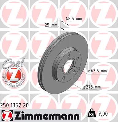 Zimmermann 250.1352.20 - Brake Disc www.parts5.com
