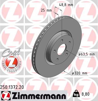 Zimmermann 250.1372.20 - Brake Disc www.parts5.com