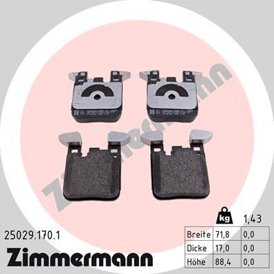 Zimmermann 25029.170.1 - Brake Pad Set, disc brake www.parts5.com