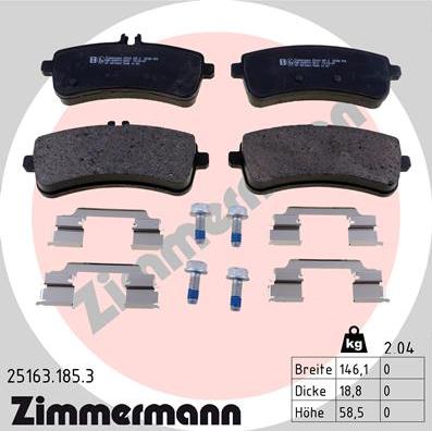 Zimmermann 25163.185.3 - Brake Pad Set, disc brake www.parts5.com