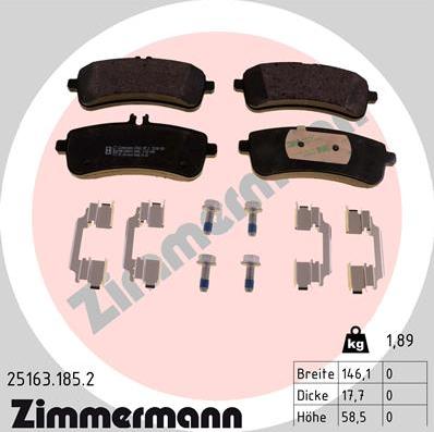 Zimmermann 25163.185.2 - Brake Pad Set, disc brake www.parts5.com