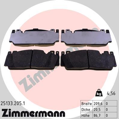 Zimmermann 25133.205.1 - Brake Pad Set, disc brake www.parts5.com