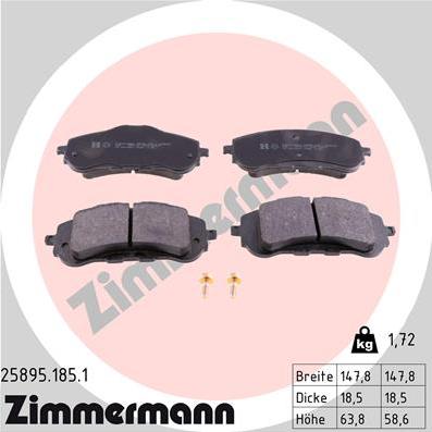 Zimmermann 25895.185.1 - Komplet kočnih obloga, disk kočnica www.parts5.com