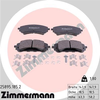 Zimmermann 25895.185.2 - Sada brzdových platničiek kotúčovej brzdy www.parts5.com